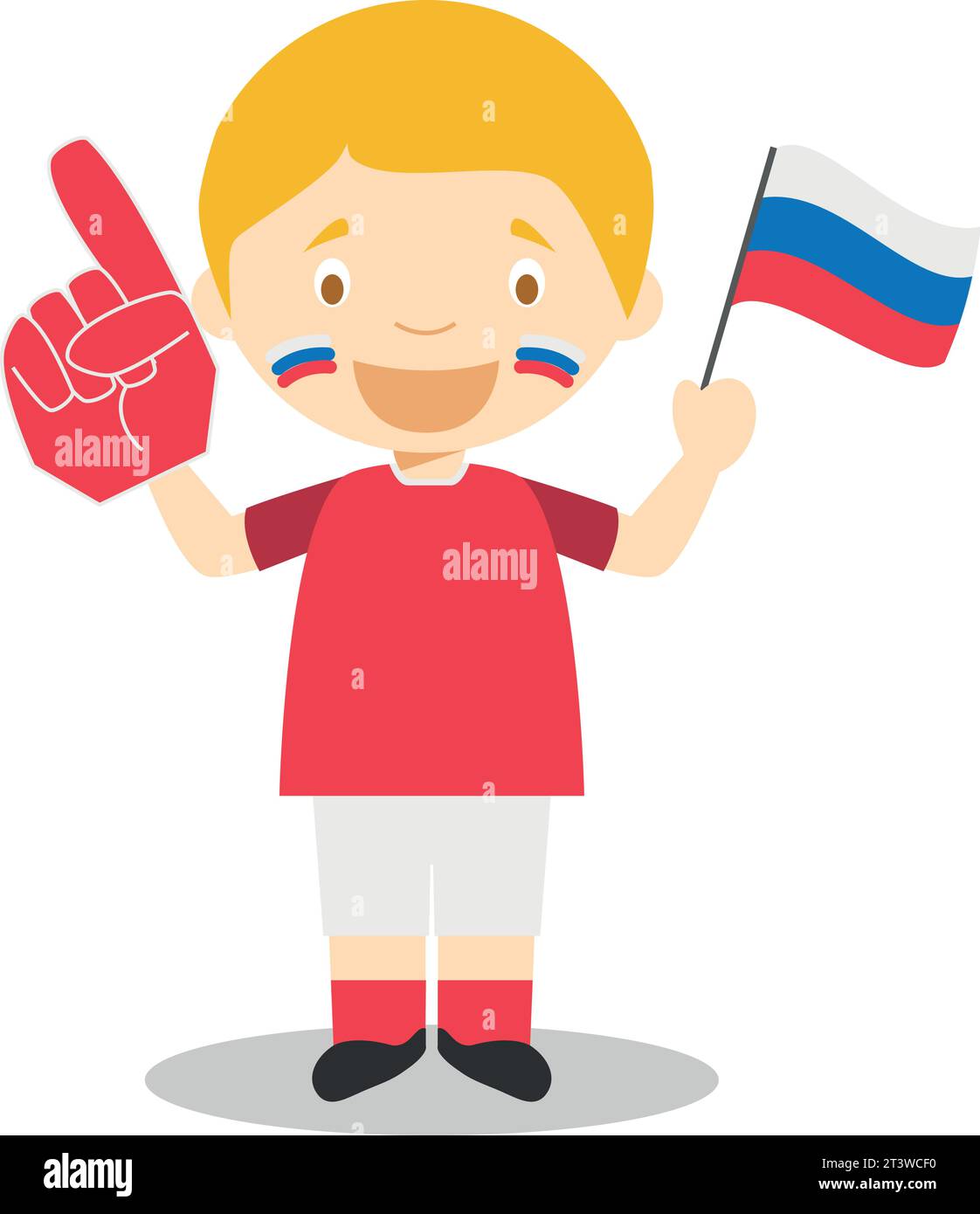 Fan de l'équipe sportive nationale de Russie avec drapeau et gant Vector Illustration Illustration de Vecteur