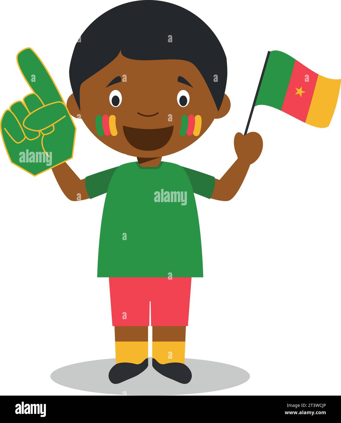 Fan de l'équipe sportive nationale du Cameroun avec drapeau et gant Vector Illustration Illustration de Vecteur