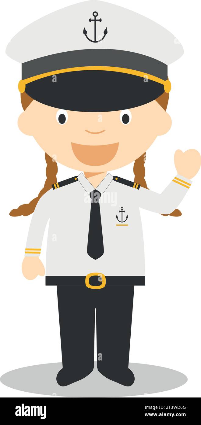 Illustration vectorielle de dessin animé mignon d'un marin. Série femmes professions Illustration de Vecteur