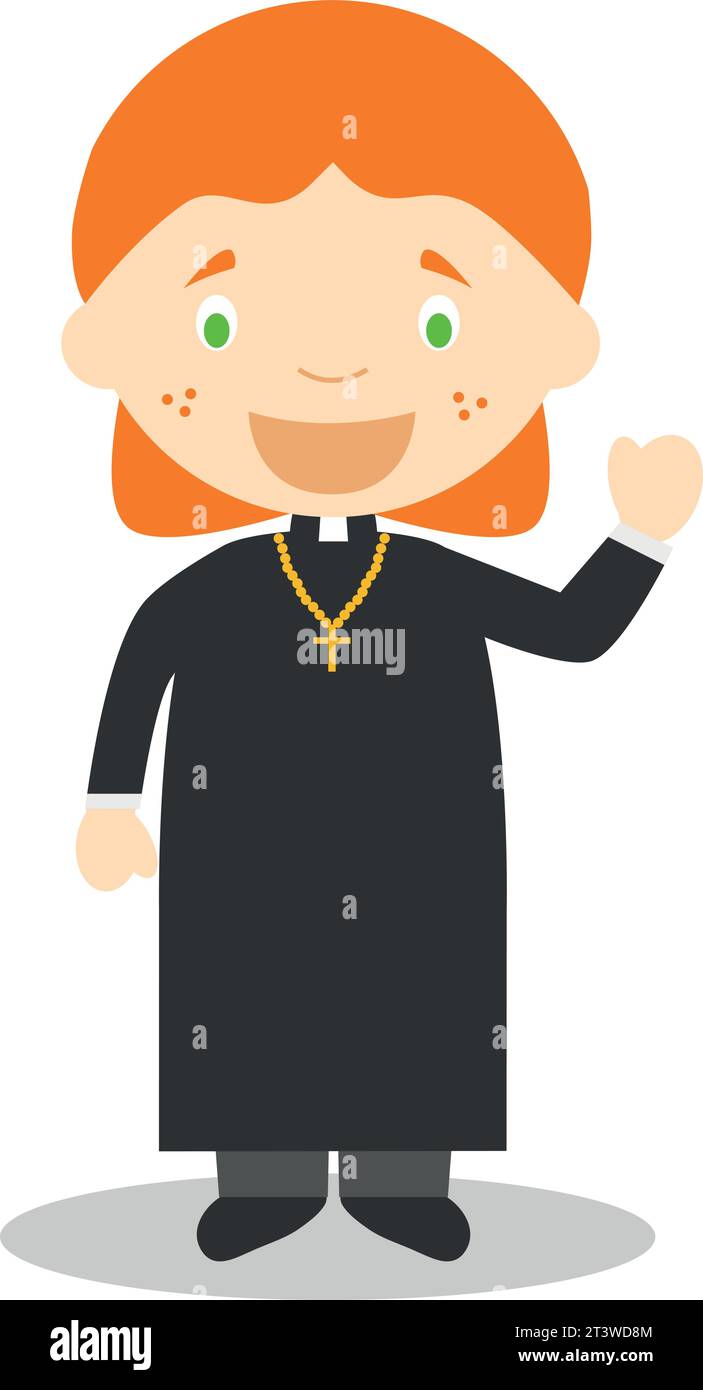 Illustration vectorielle de dessin animé mignon d'un prêtre. Série femmes professions Illustration de Vecteur