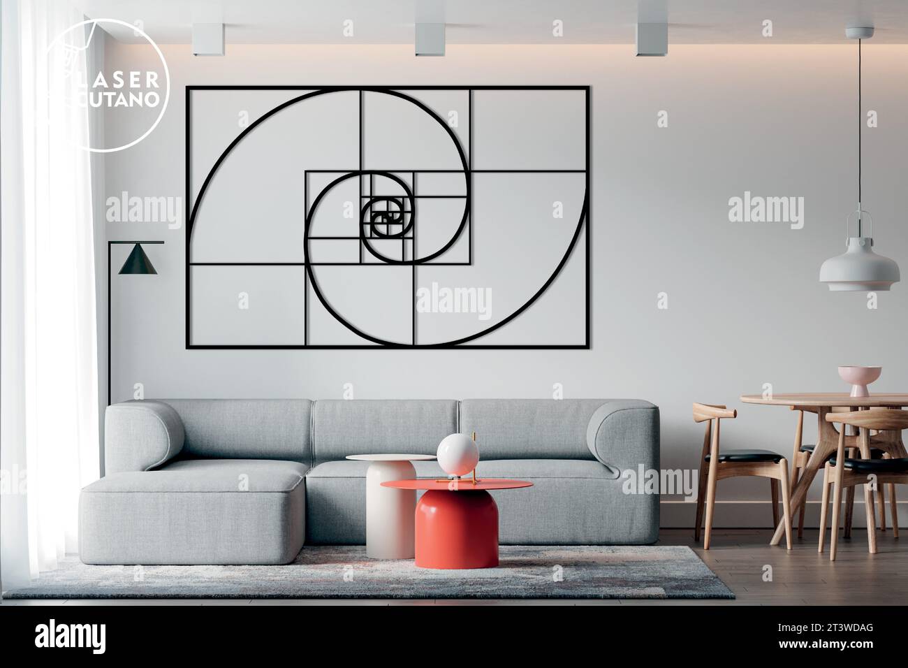 Les fichiers de mise en page monocouche FIBONACCI Digital sont spécialement préparés pour la découpe laser, la machine de routeur CNC et d'autres machines de découpe. Illustration de Vecteur