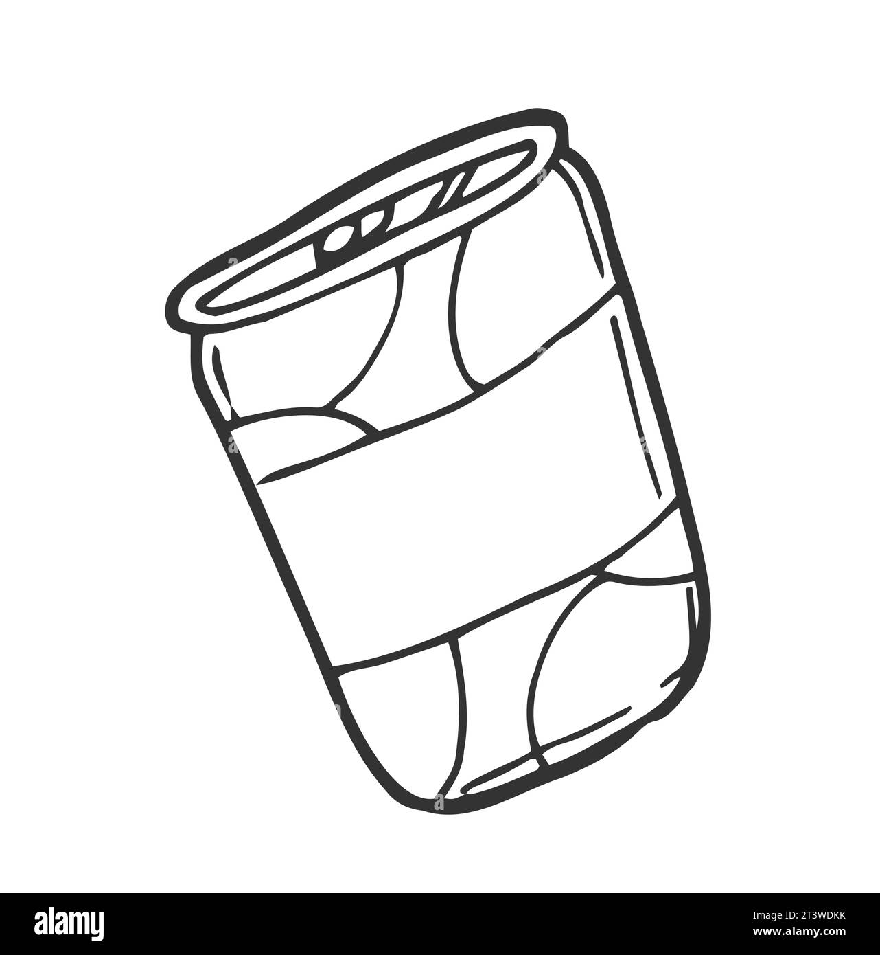 Soda pop peut dessiner à la main l'icône de doodle de contour. Boîte métallique de soda pop avec illustration de dessin vectoriel de paille de boisson pour impression, web, mobile et infographie Illustration de Vecteur