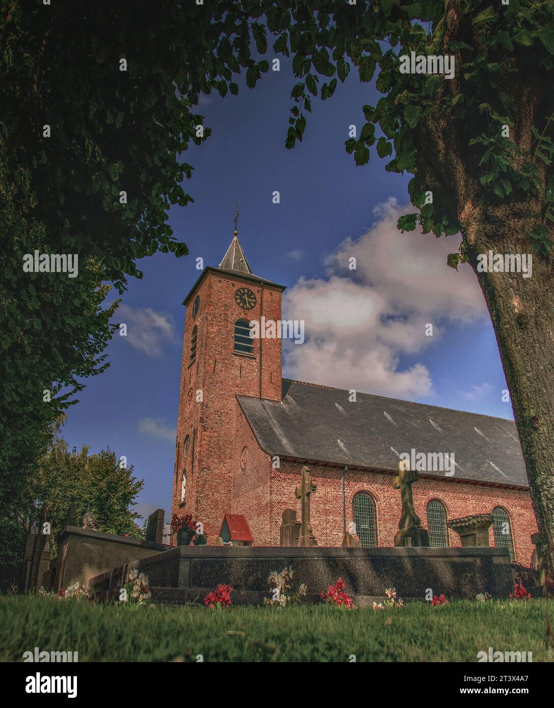 Église St-Blasius de Haan, Vlissegem, Belgique, Northsea, Côte belge, cimetière, Banque D'Images