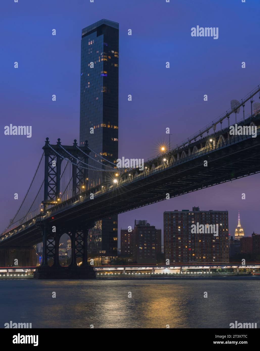Belles vues nuit Manhattan Bridge New York Banque D'Images