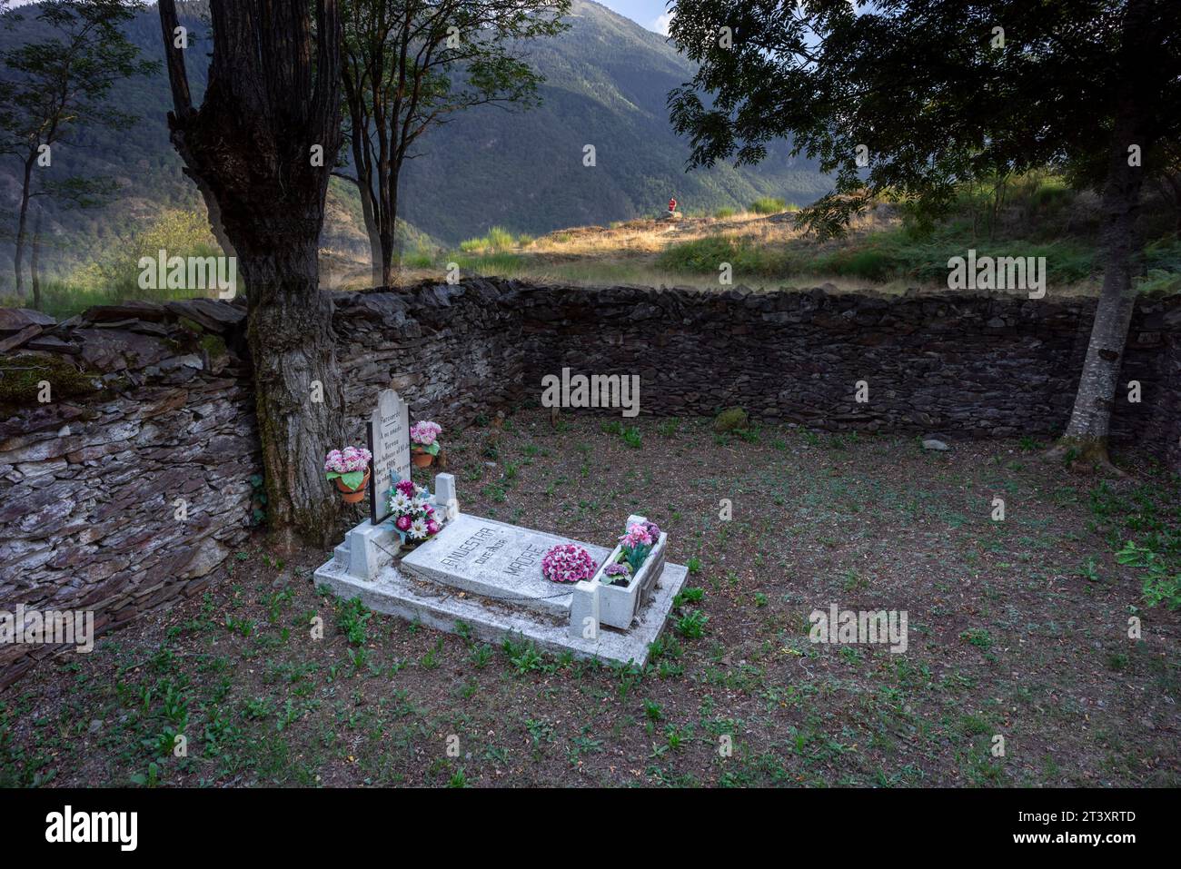 Cimetière Teresa, Bausén, bien culturel d'intérêt local Vallée d'Aran, Catalogne, Espagne. Banque D'Images