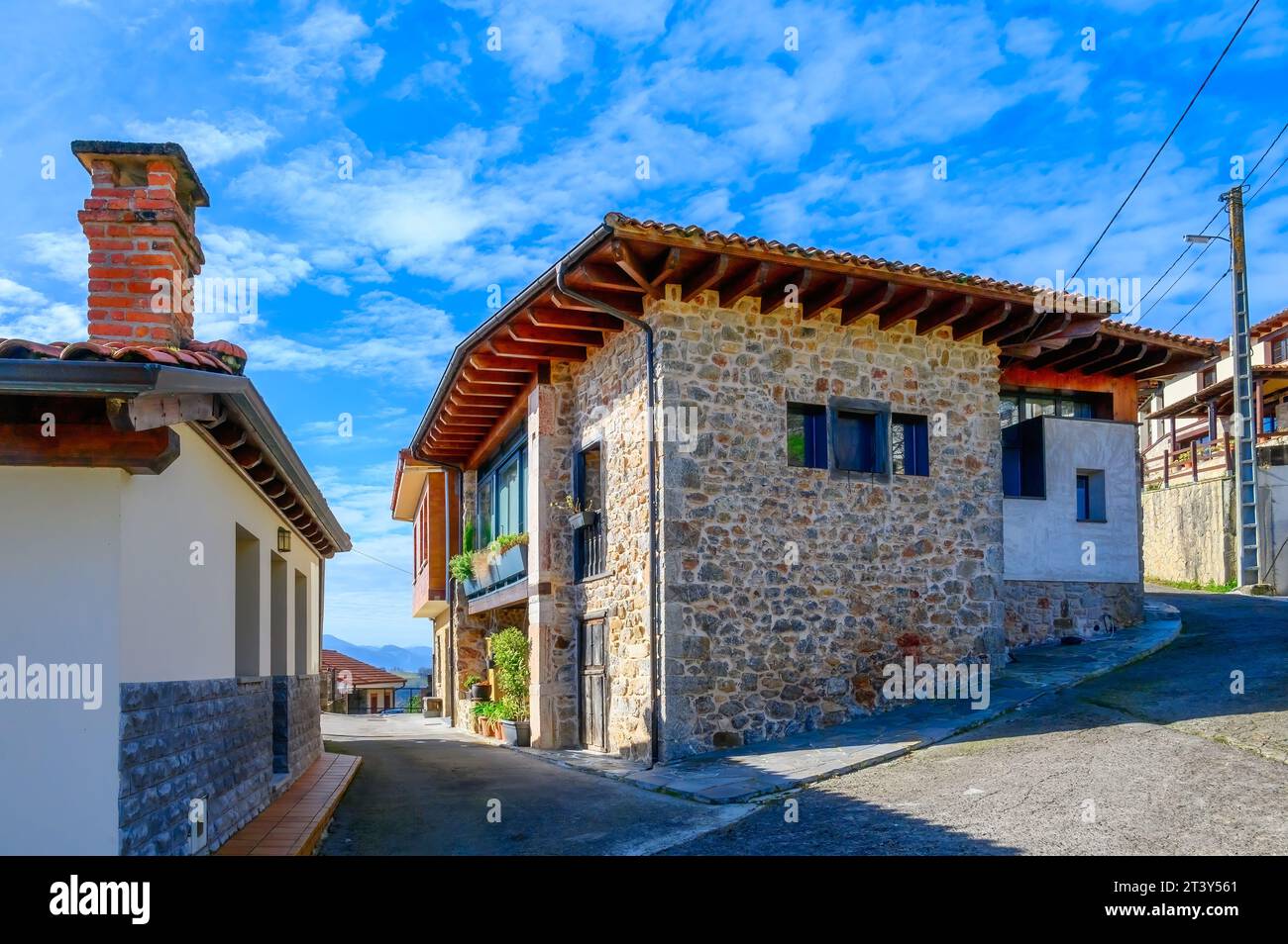 Maison rurale ou maison à Cofino qui est un village dans la campagne de la province. Caractéristiques architecturales des structures traditionnelles. Banque D'Images