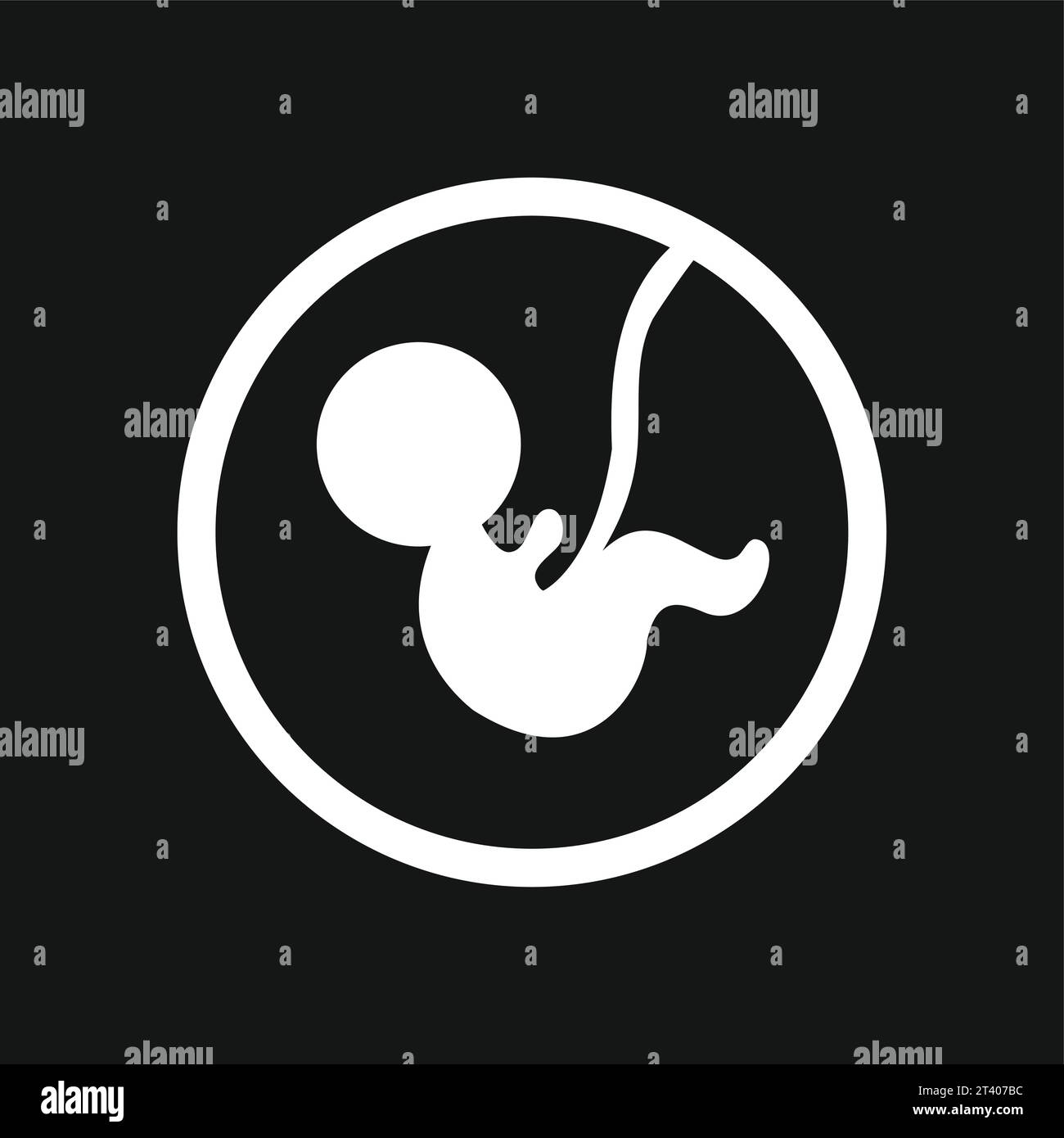 Élégant icône noir et blanc enfant dans l'image vectorielle de l'utérus Illustration de Vecteur