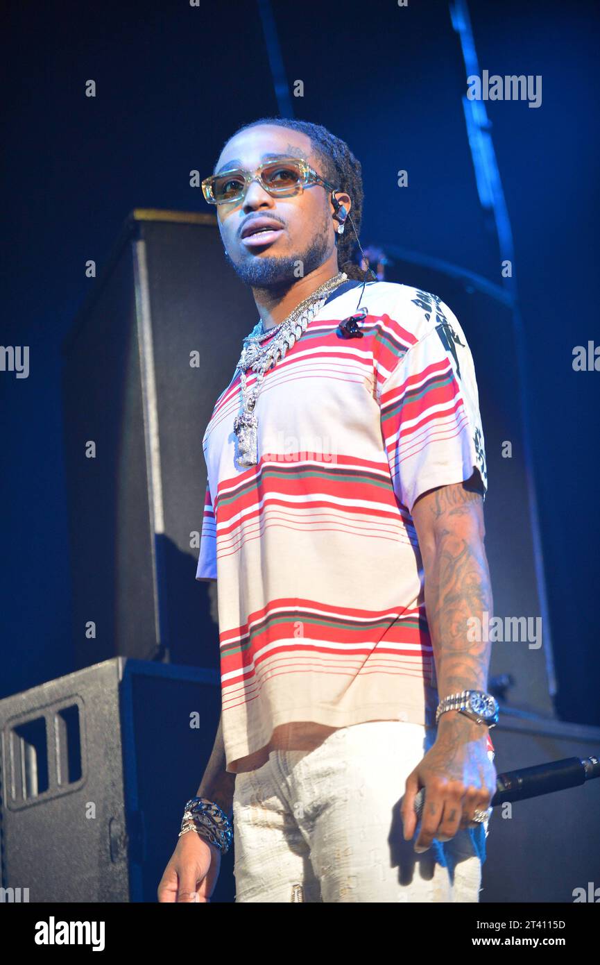 CORAL GABLES, FLORIDE - 26 OCTOBRE : le rappeur Quavo se produit sur scène lors du concert de l'Université de Miami Homecoming au Watsco Center le 26 octobre 2023 à Coral Gables, Floride. Copyright : xmpi10x crédit : Imago/Alamy Live News Banque D'Images