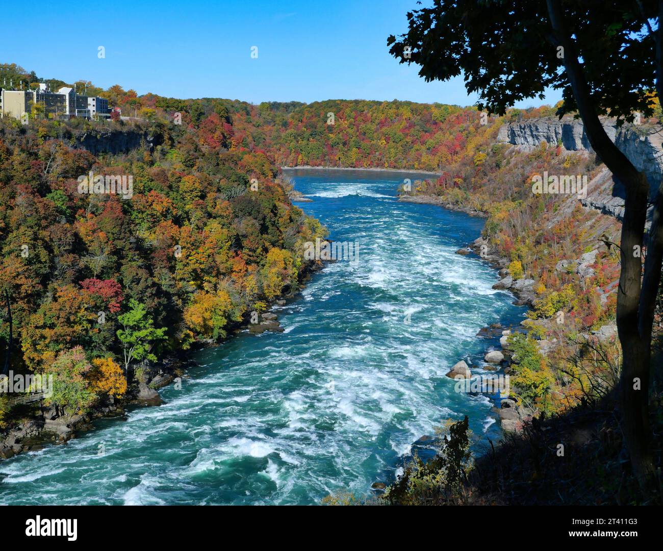 Rapides d'eau vive sur la rivière Niagara en aval des chutes Niagara Banque D'Images