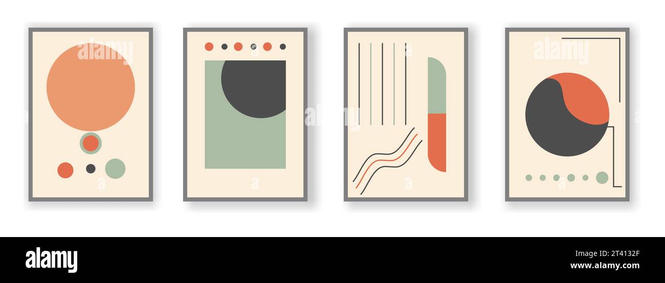 Ensemble d'affiches de conception géométrique minimale. Modèle pour bannière, affiche, couverture de brochure, circulaire. Vector bauhaus illustration Illustration de Vecteur
