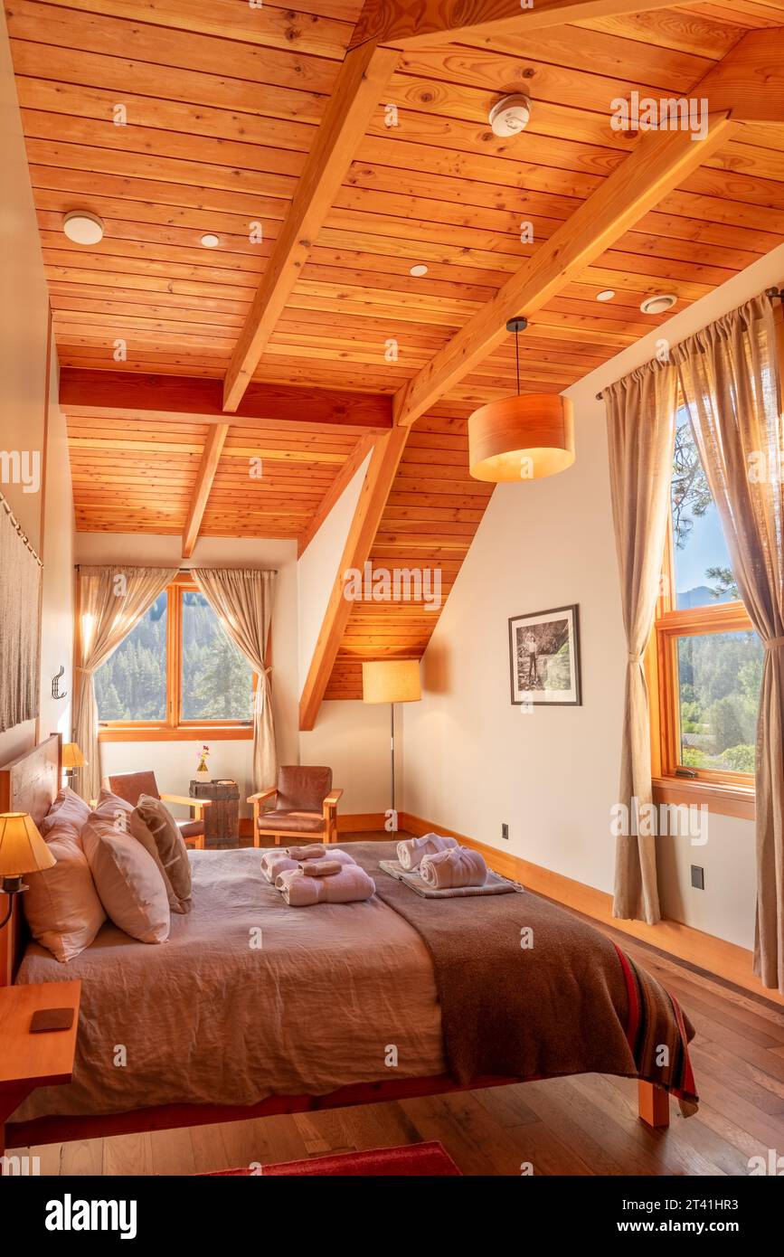 Salle anéroïde, Minam River Lodge, Oregon. Banque D'Images