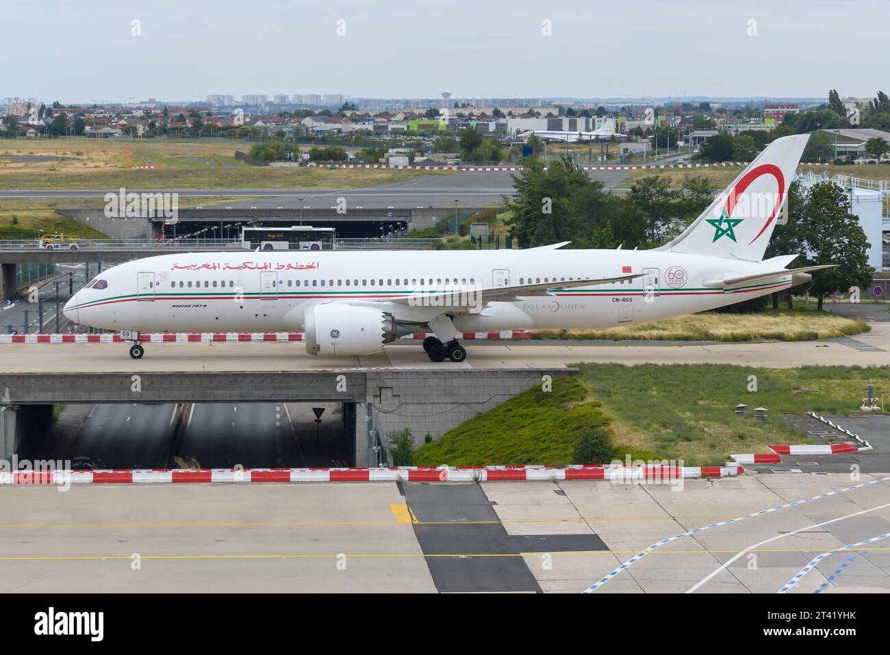 Royal Air Maroc Boeing 787 au roulage. Avion B787 de RAM (Royal air maroc). Plan 787-8. Banque D'Images