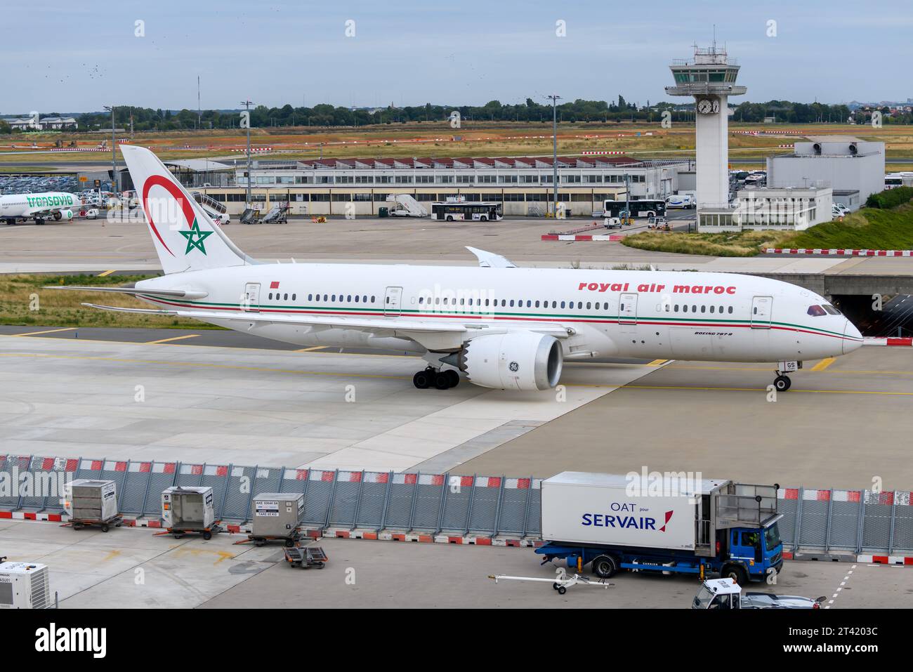 Royal Air Maroc Boeing 787 au roulage. Avion B787 de RAM (Royal air maroc). Plan 787-8. Banque D'Images