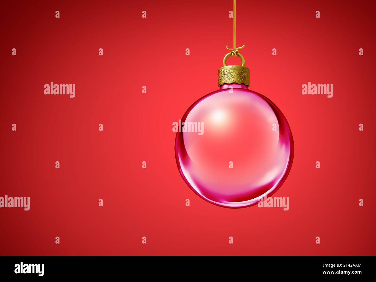 Bonne année et Joyeux Noël comme ornement de boule de Noël en verre ou décoration de vacances d'hiver en cristal comme élément de design ornemental saisonnier sur Banque D'Images