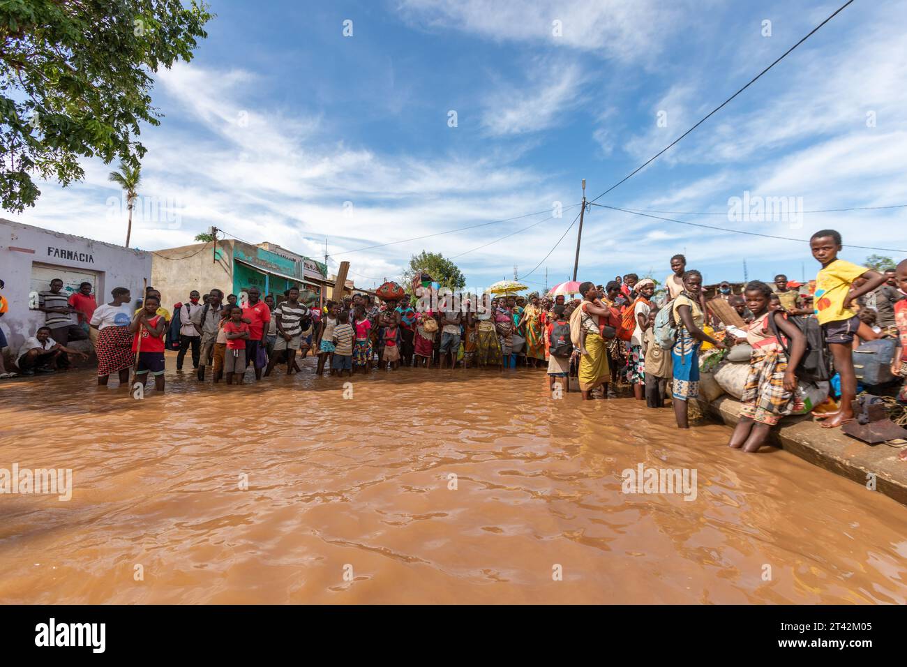 Les inondations à Buzi Mozambique à Beira Afrique, cyclone Idai, catastrophe naturelle du cyclone tropical Elloise Banque D'Images