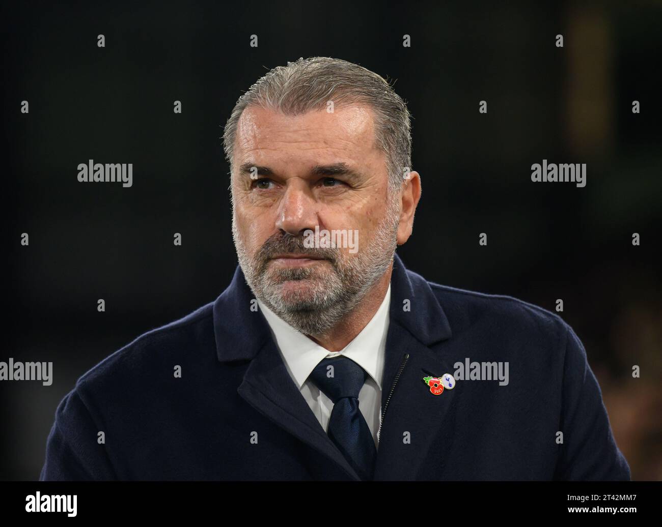 Londres, Royaume-Uni. 23 octobre 2023 - Tottenham Hotspur - Fulham - Premier League - Tottenham Hotspur Stadium. Tottenham Hotspur Manager Ange Postecoglou pendant le match contre Fulham. Crédit photo : Mark pain/Alamy Live News Banque D'Images