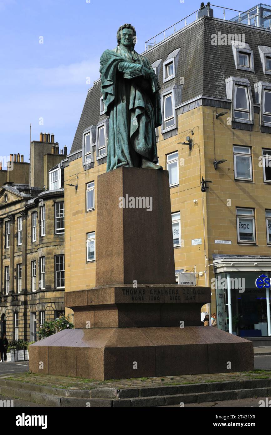 La statue de Thomas Chalmers, George Street, Edinburgh City, Écosse, Royaume-Uni Banque D'Images