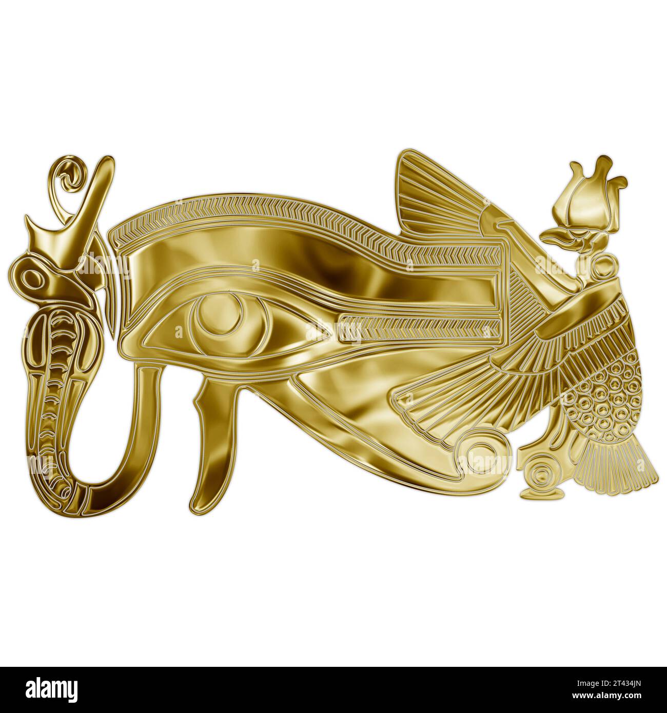 Oeil d'Horus, symbole de l'Egypte ancienne, illustration dorée Banque D'Images