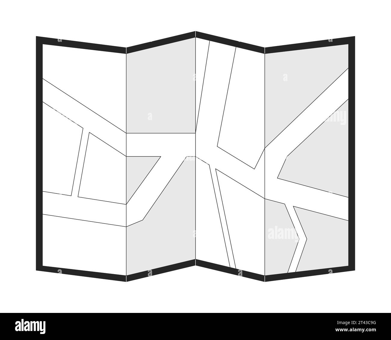 Carte urbaine noir et blanc objet de dessin animé de ligne 2D. Illustration de Vecteur