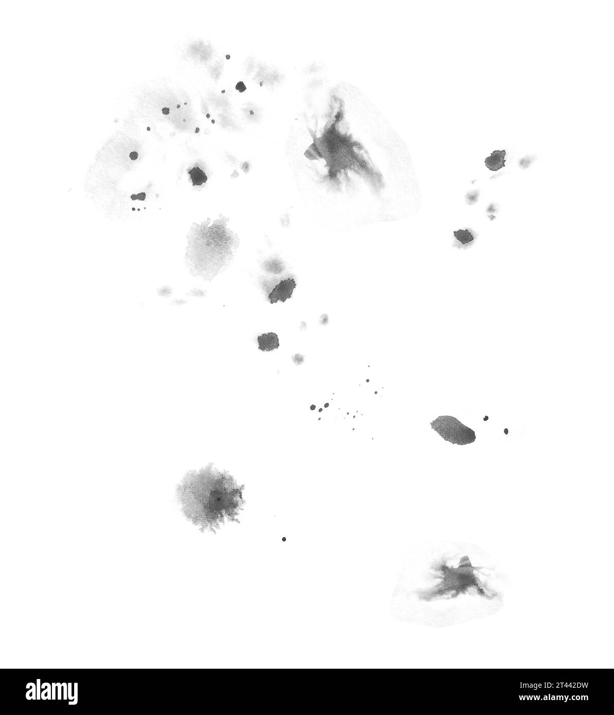 Abstraite noir Aquarelle Aquarelle noire. arrière-plan splash splash isolated on white Banque D'Images