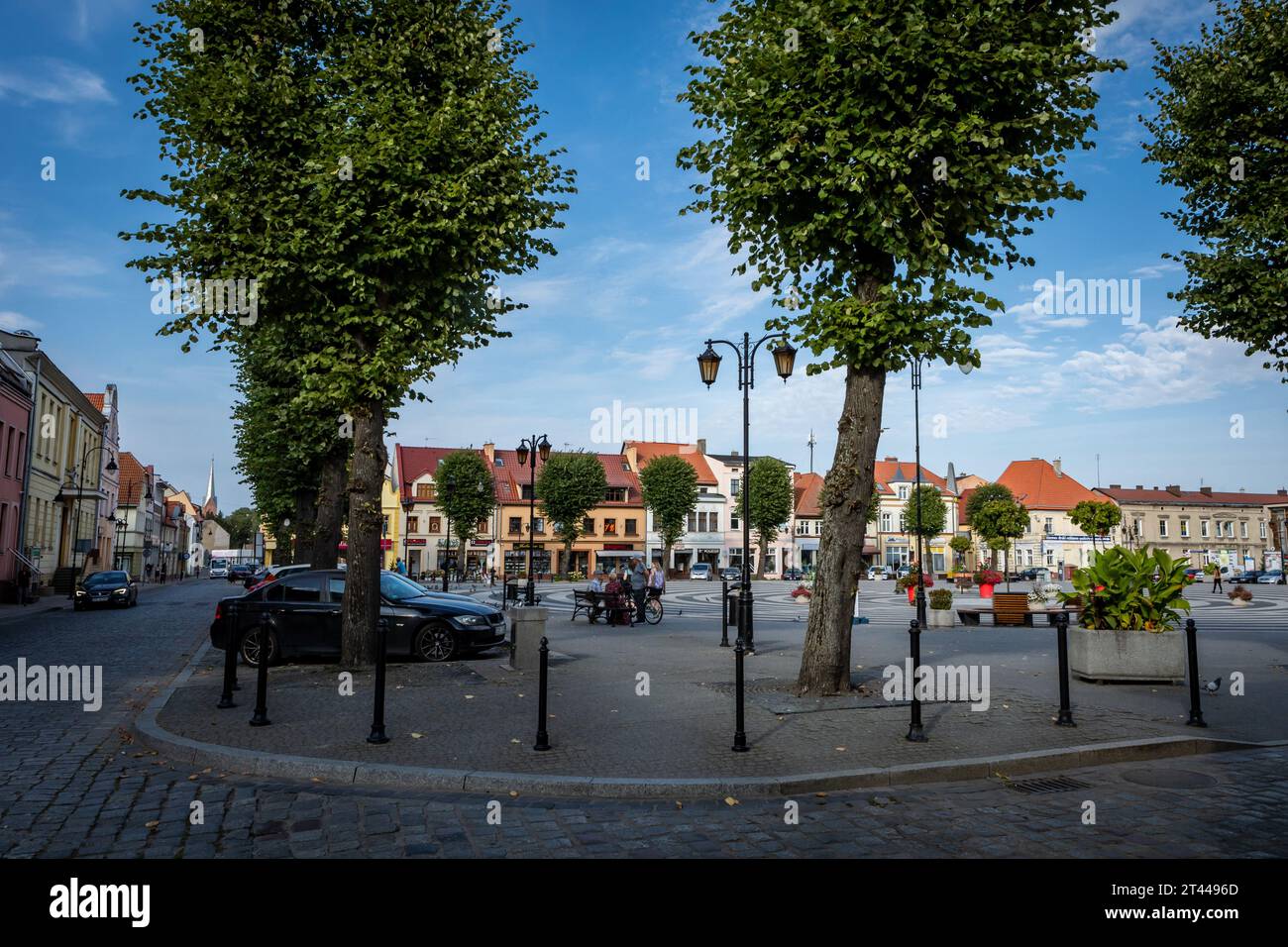 Gryfice, Pologne - 18 septembre 2023 : plac Zwyciestwa, une place de marché historique de la vieille ville. Banque D'Images