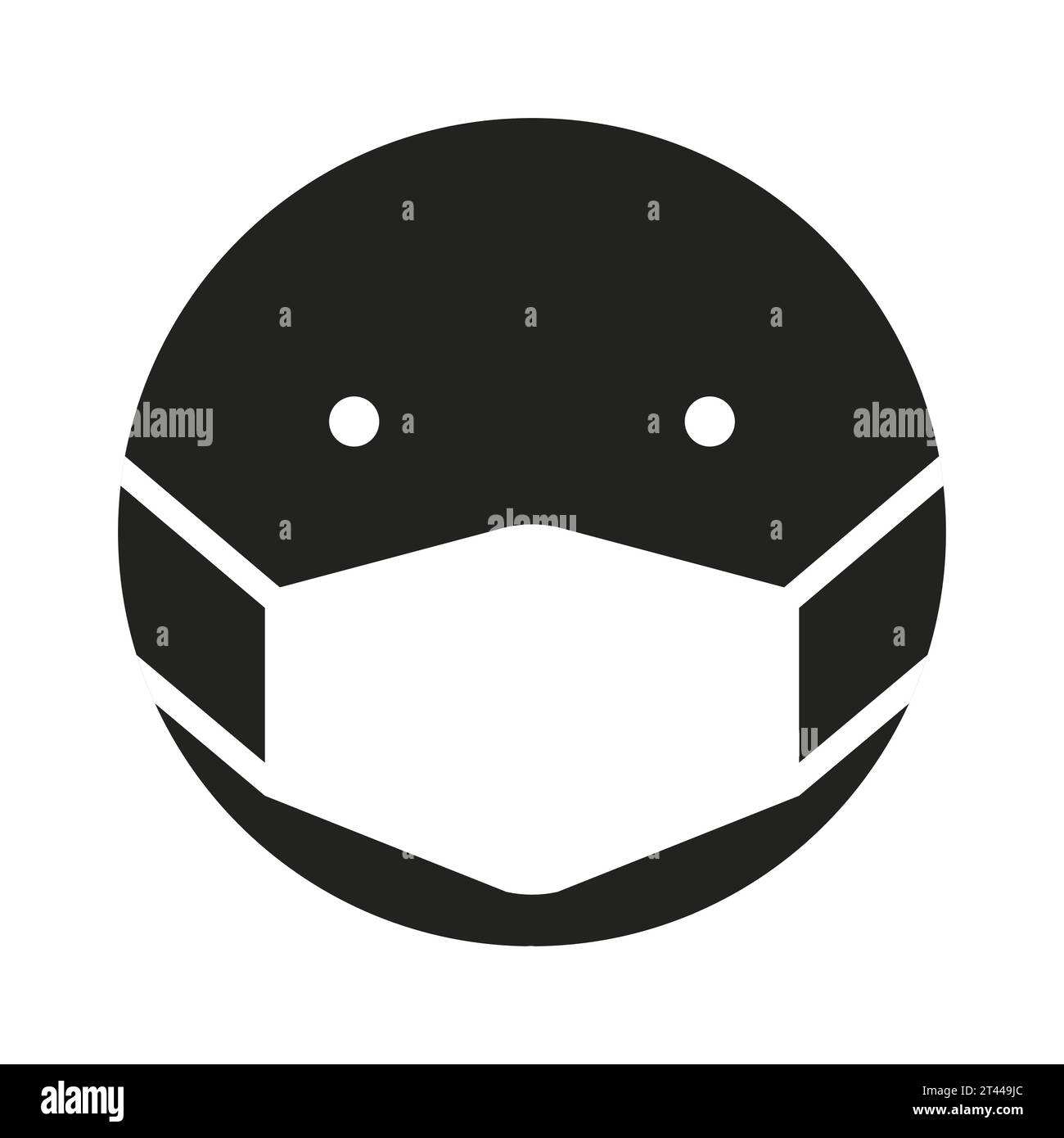 Tête ronde noire avec masque médical. Icône Vector sur fond vide. Dessin et illustration isolés. Illustration de Vecteur