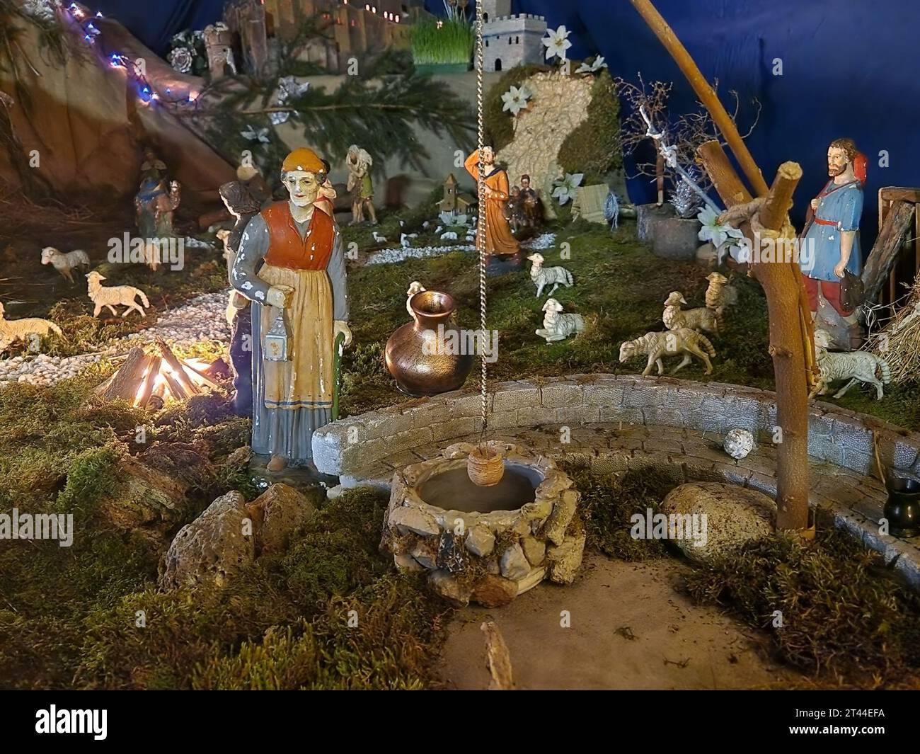 Crèche de Noël dans une église caholique. Scène de la Nativité. Une 