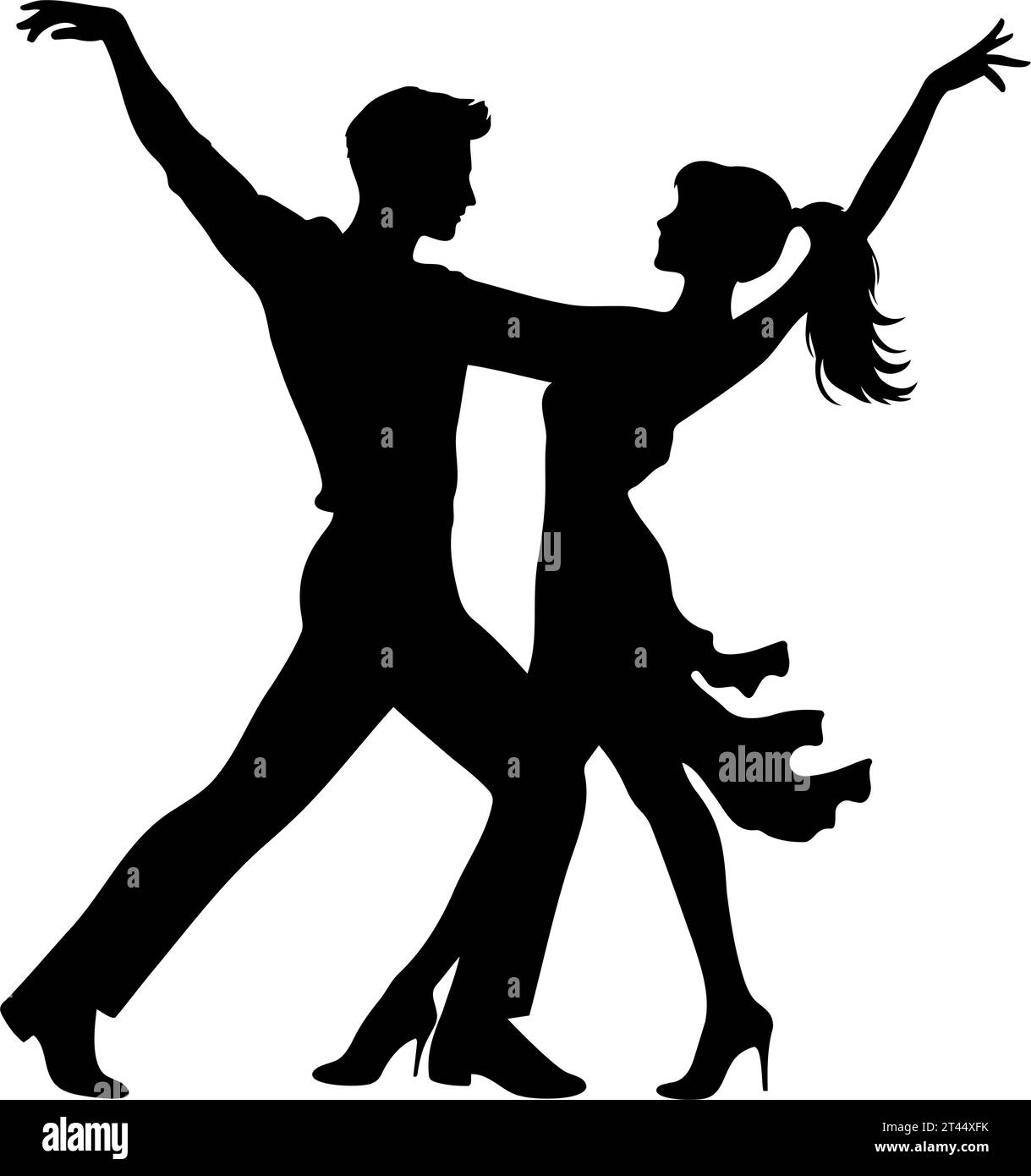 Silhouette dansante de couple. Illustration vectorielle Illustration de Vecteur
