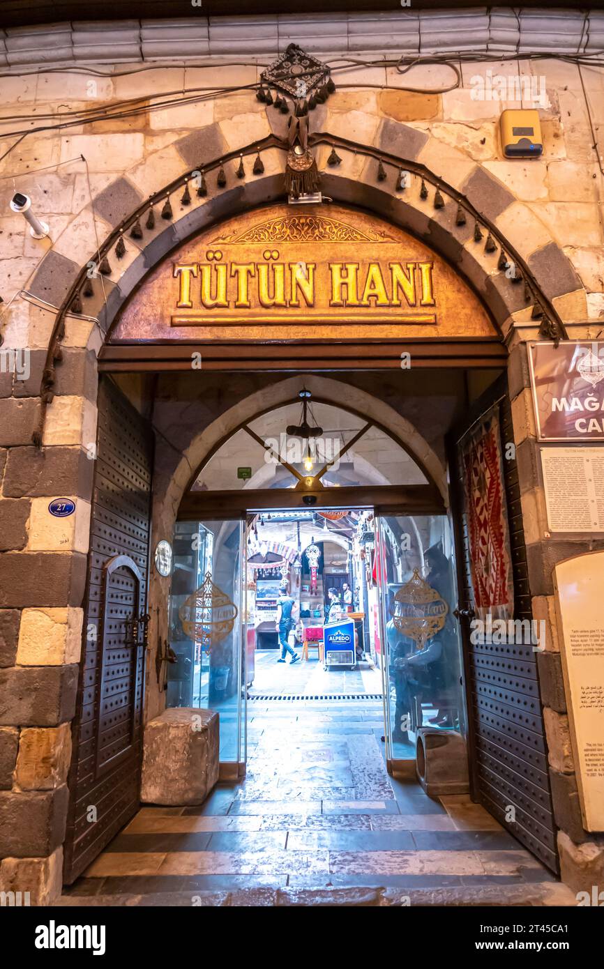 Tütün café historique Hani Magara café à Gaziantep Turquie Banque D'Images