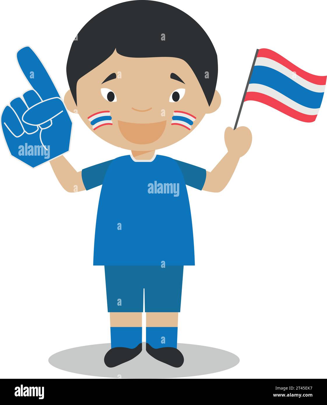 Fan de l'équipe sportive nationale de Thaïlande avec drapeau et gant Vector Illustration Illustration de Vecteur