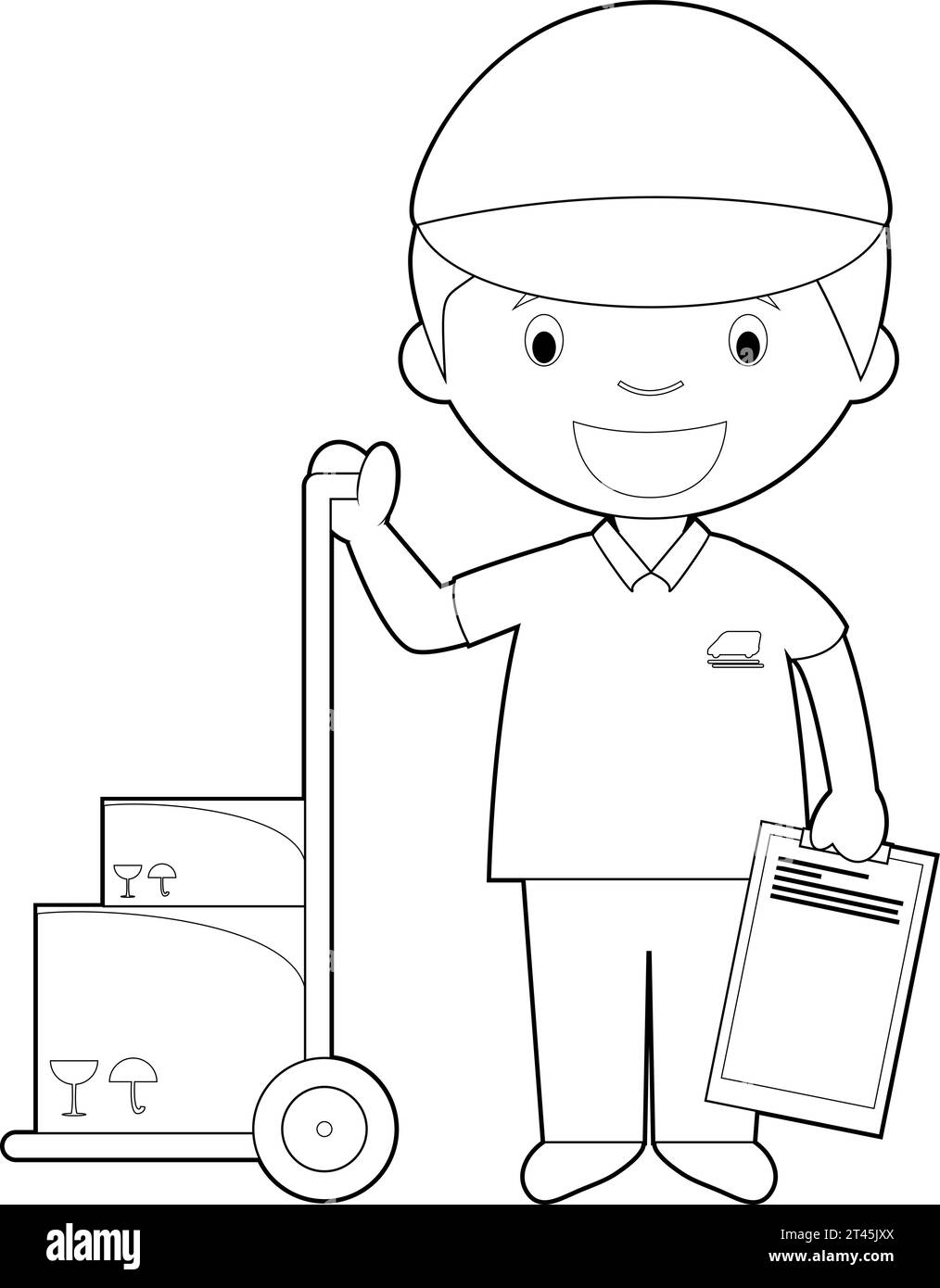 Illustration vectorielle de dessin animé facile à colorier d'un courrier. Illustration de Vecteur