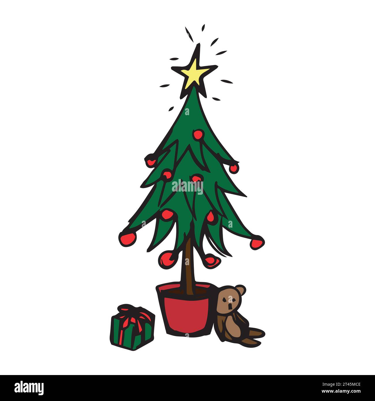 Illustration représentant un arbre de Noël dessiné à la main Illustration de Vecteur