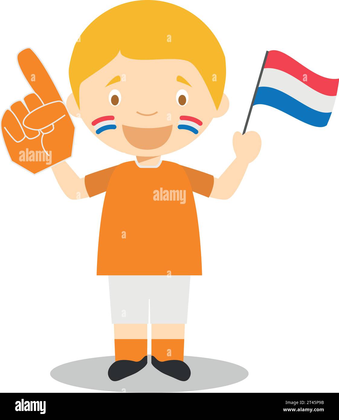 Fan de l'équipe sportive nationale des pays-Bas avec drapeau et gant Vector Illustration Illustration de Vecteur