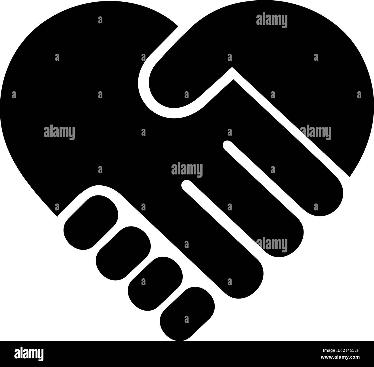 Icône plate de la poignée de main sous la forme d'un coeur comme un concept de confiance et de soutien Illustration de Vecteur