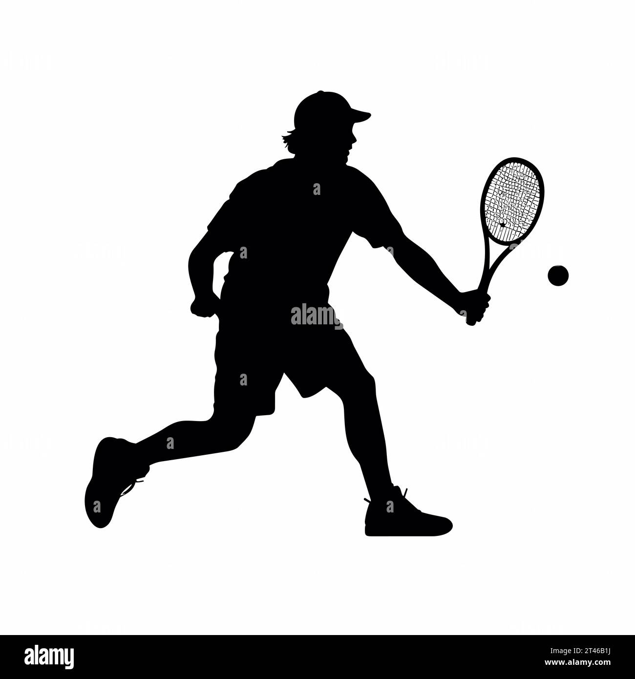 Silhouette de joueur de tennis masculin. Icône noire de joueur de tennis sur fond blanc Illustration de Vecteur