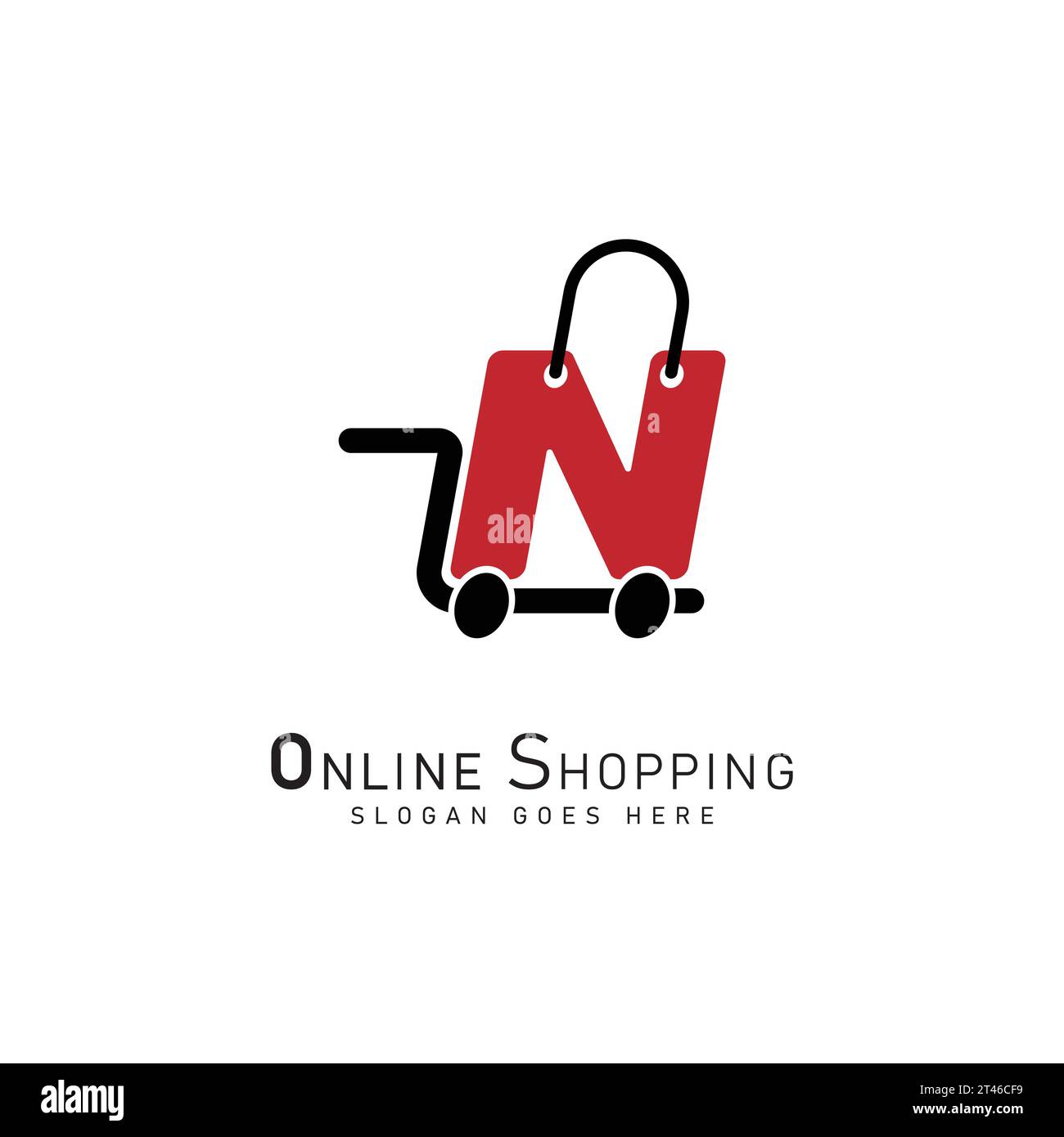 Logo lettre N du panier. Conception de vecteur de modèle de symbole d'icône moderne. Logo de la boutique en ligne Alphabet N. Illustration de Vecteur