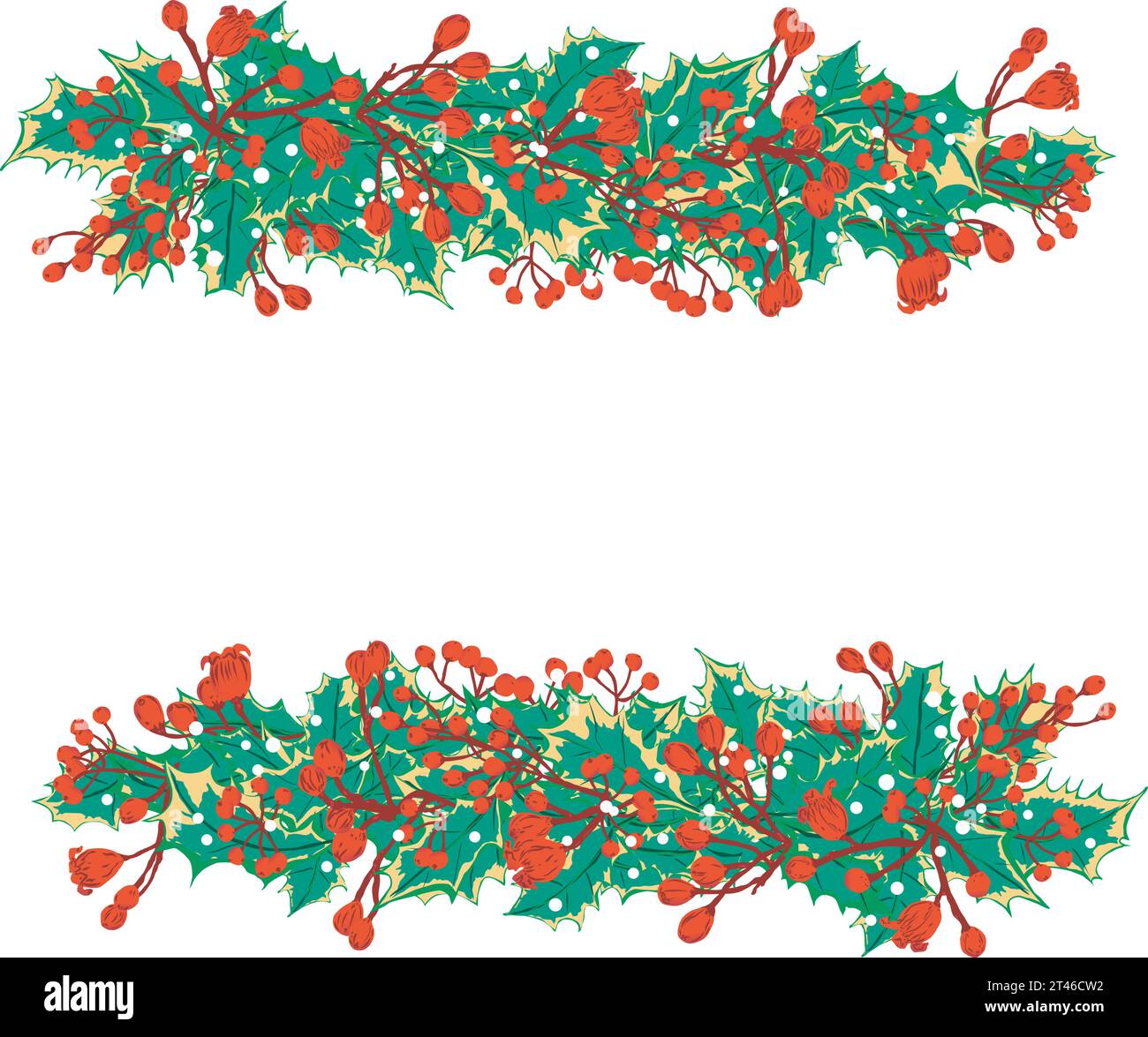 Illustration de fond ou bannière de feuilles et de fruits de Noël. Espace de texte. Thème de Noël Illustration de Vecteur