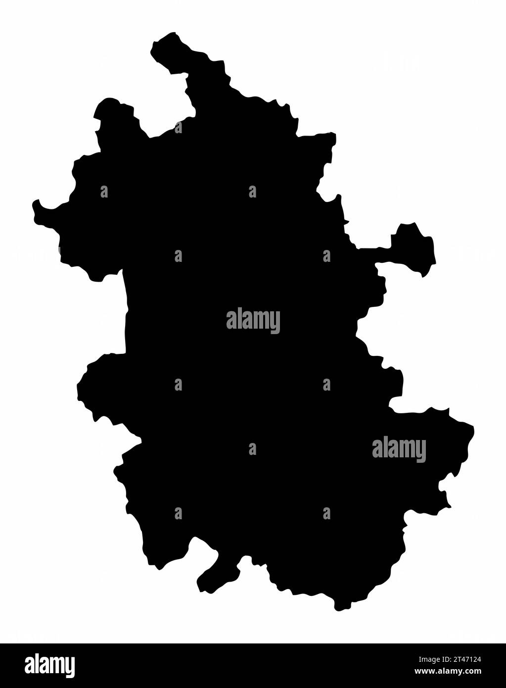 Silhouette de carte de la province d'Anhui isolée sur fond blanc, Chine Illustration de Vecteur