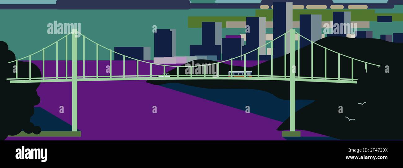 Pont Lionsgate, Vancouver Canada Illustration de Vecteur