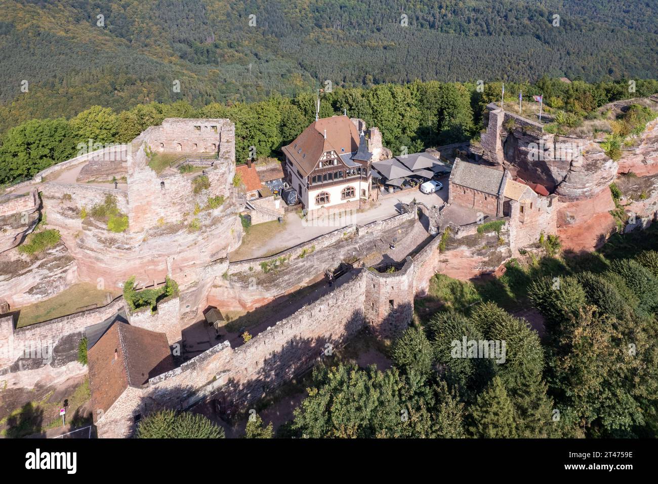 France, Bas-Rhin (67), le Haut-Barr, en allemand Hohbarr (vue aérienne) // France, Bas Rhin, le Haut-Barr (vue aérienne) Banque D'Images