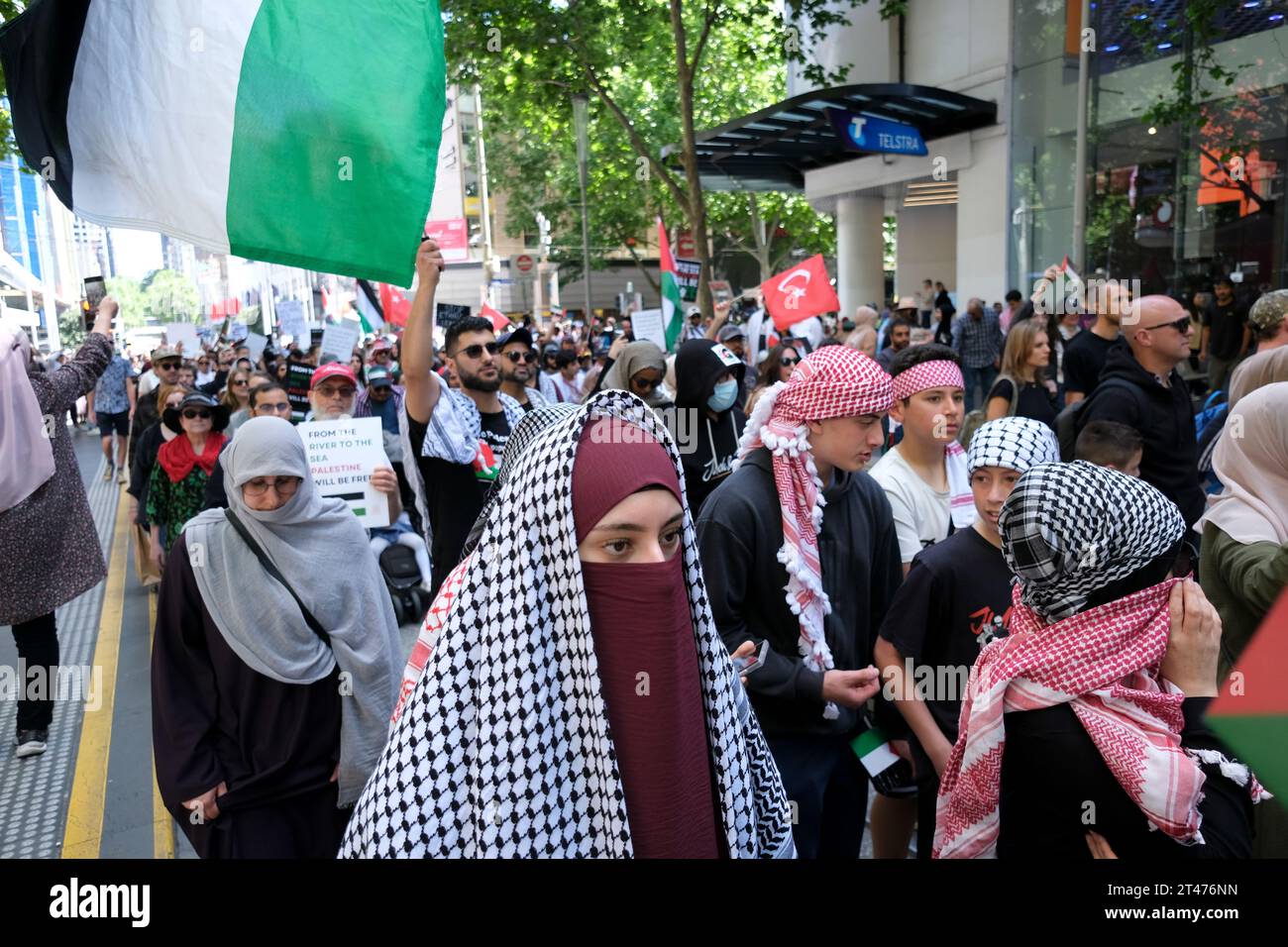 Un rassemblement pro-palestinien à Melbourne, Victoria, Australie Banque D'Images