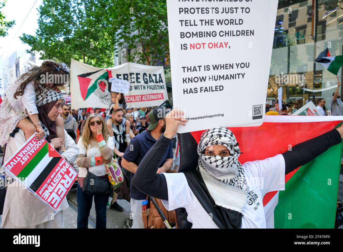 Un rassemblement pro-palestinien à Melbourne, Victoria, Australie Banque D'Images