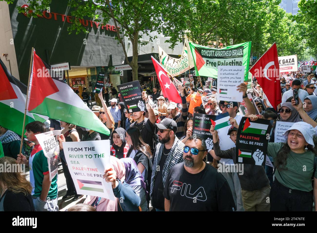 Un rassemblement pro-palestinien à Melbourne, Victoria, Australie Banque D'Images