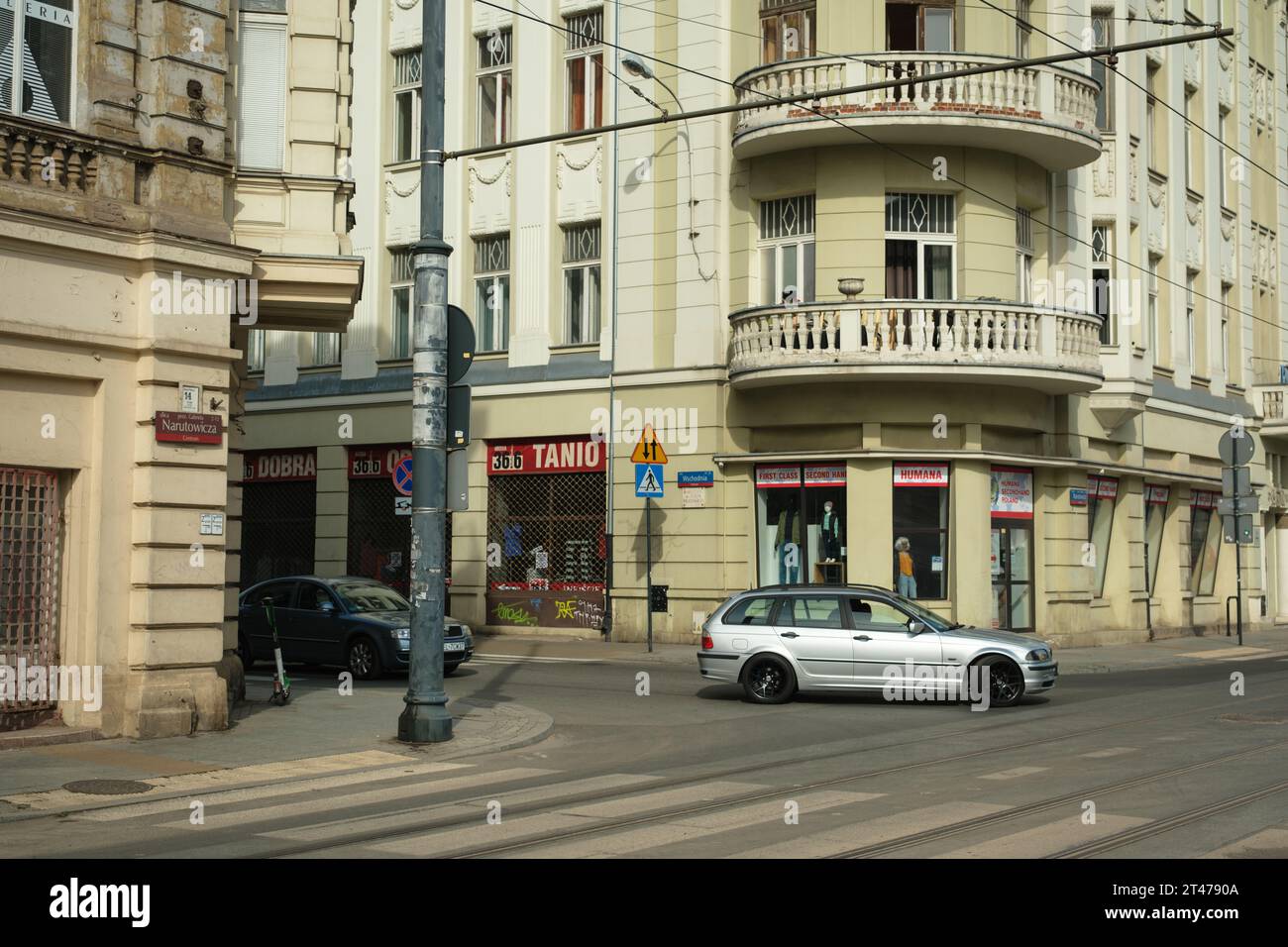 Scène de rue à Łódź, Pologne Banque D'Images