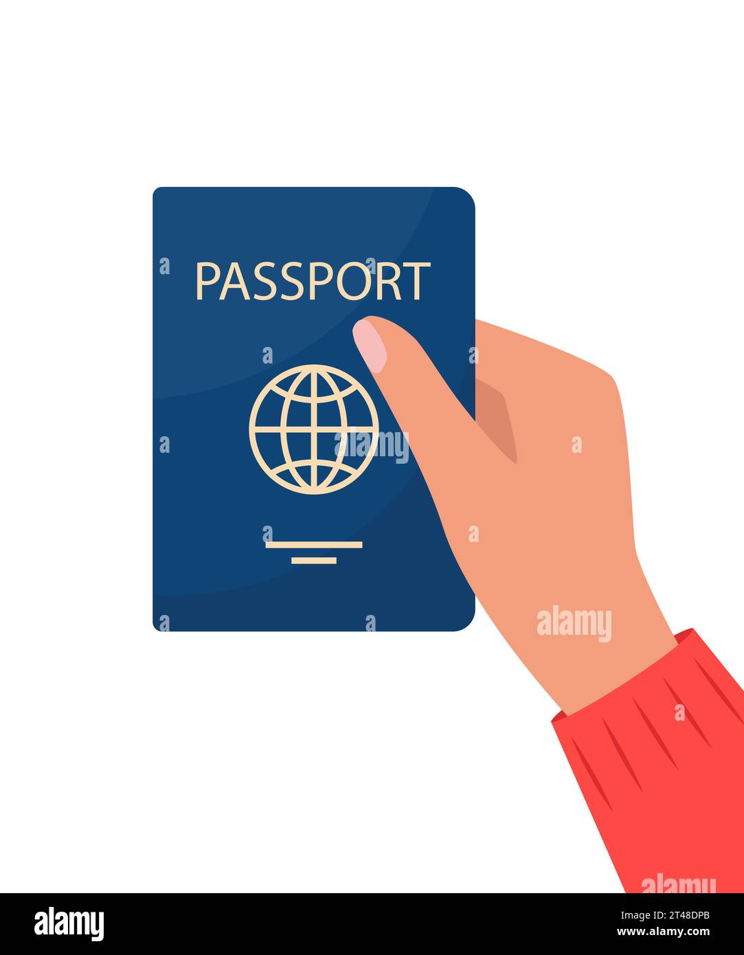 Passeport en main. L'homme détient un document d'identification personnel. Passeport pour voyages et tourisme. Voyage, citoyenneté, concept de migration. Vector illustra Illustration de Vecteur