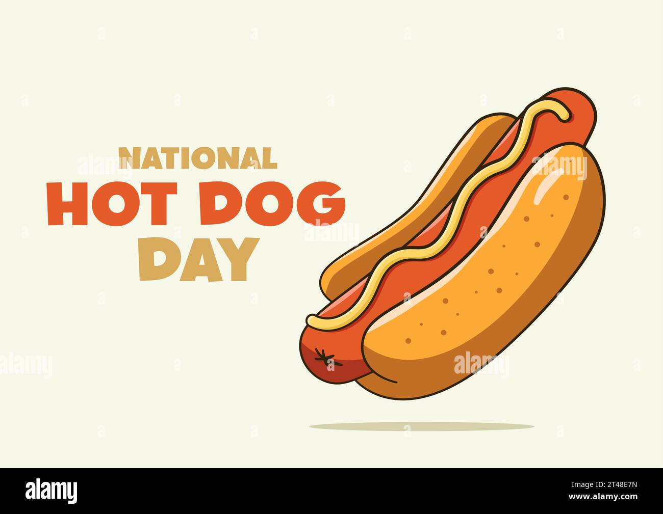 Lettrage de la Journée nationale du hot dog avec hot dog. Concept d'affiche Illustration de Vecteur