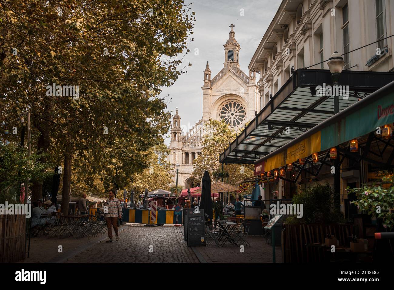 Église de St. Catherine (Église Sainte-Catherine) à Bruxelles. Façade avec rosace Banque D'Images