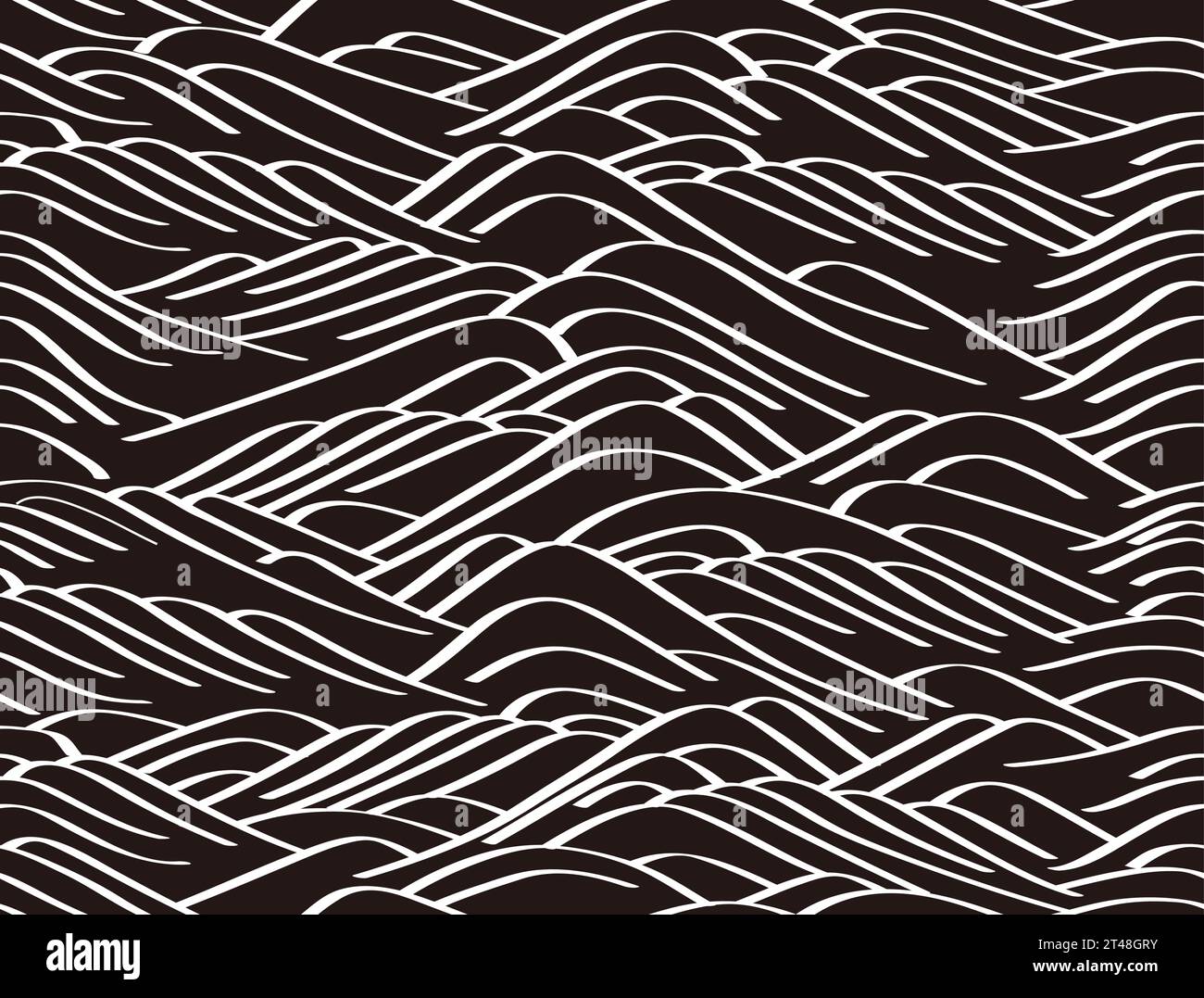 Vector Japanese Vintage Seamless Wave Pattern sur Un fond sombre. Répétable horizontalement et verticalement. Illustration de Vecteur