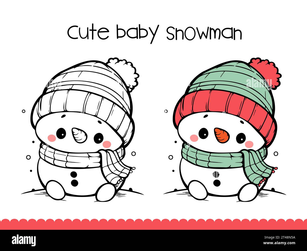 Coloriage bonhomme de neige pour les enfants. Illustration vectorielle. Illustration de Vecteur