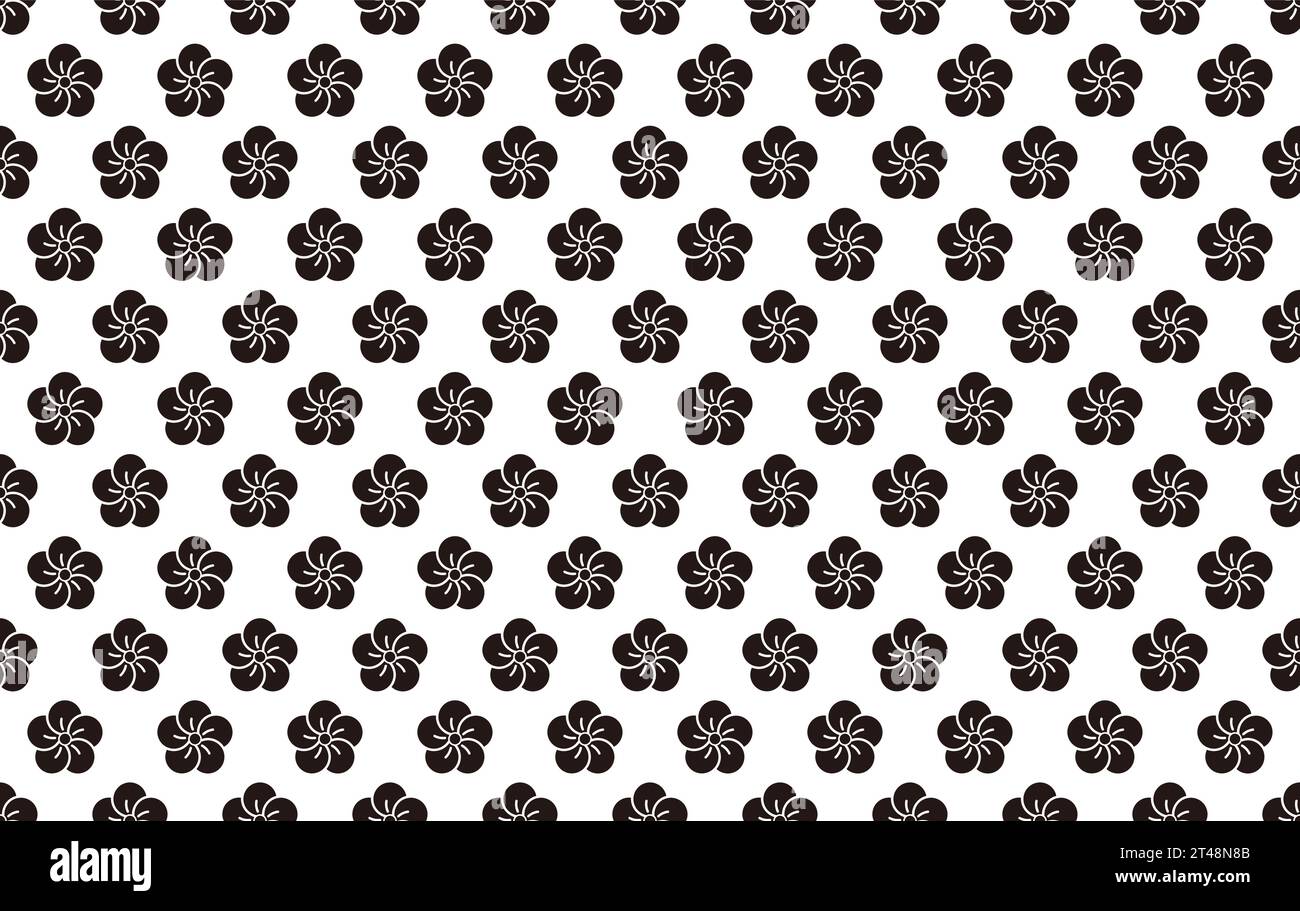 Motif sans couture avec symboles japonais Vintage Plum Flower. Illustration vectorielle. Répétable horizontalement et verticalement. Illustration de Vecteur